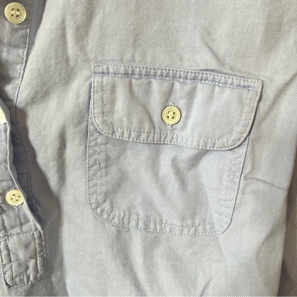 J. Crew Light Blue Chambray Casual 3/4 Button Down Shirt Lightweight 100% Cotton - Picture 4 of 8